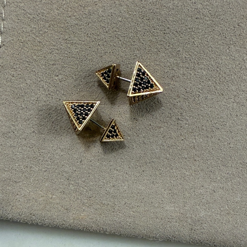 Eddie Borgo Double Pyramid Studs Gold and Black  Earrings